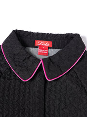 Collar Piping Textured Set  - Black/Hot pink