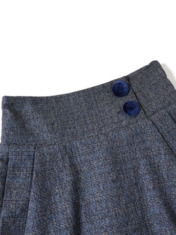 Side button Skirt - Navy