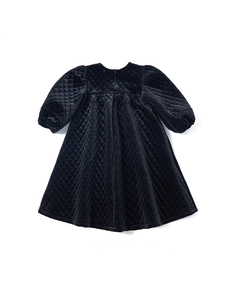 Quilted Velvet Dress - Black