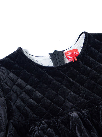 Quilted Velvet Dress - Black