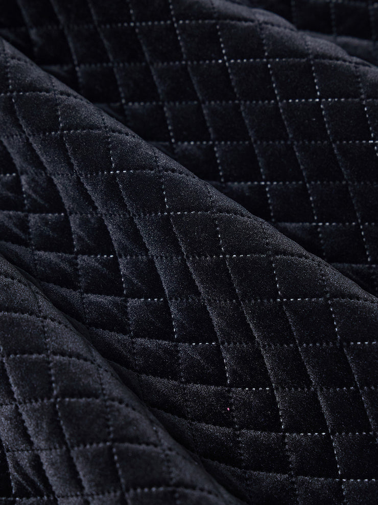 Quilted Velvet Dress - Black