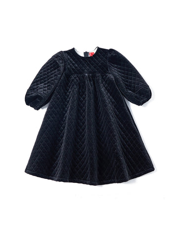Quilted Velvet Dress - Black