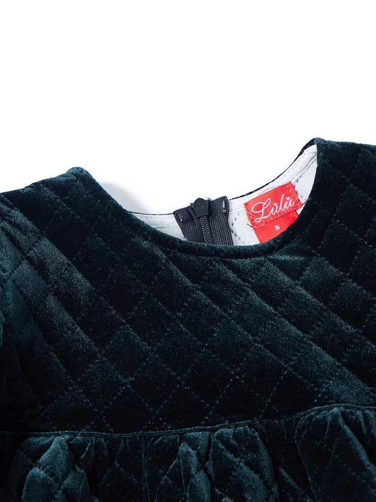 Quilted Velvet Dress - Green
