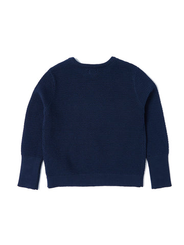 Classic Button Sleeve Sweater - Navy