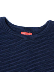 Classic Button Sleeve Sweater - Navy