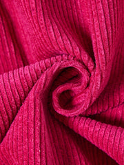 Front Buttons Corduroy Dress - Hot Pink