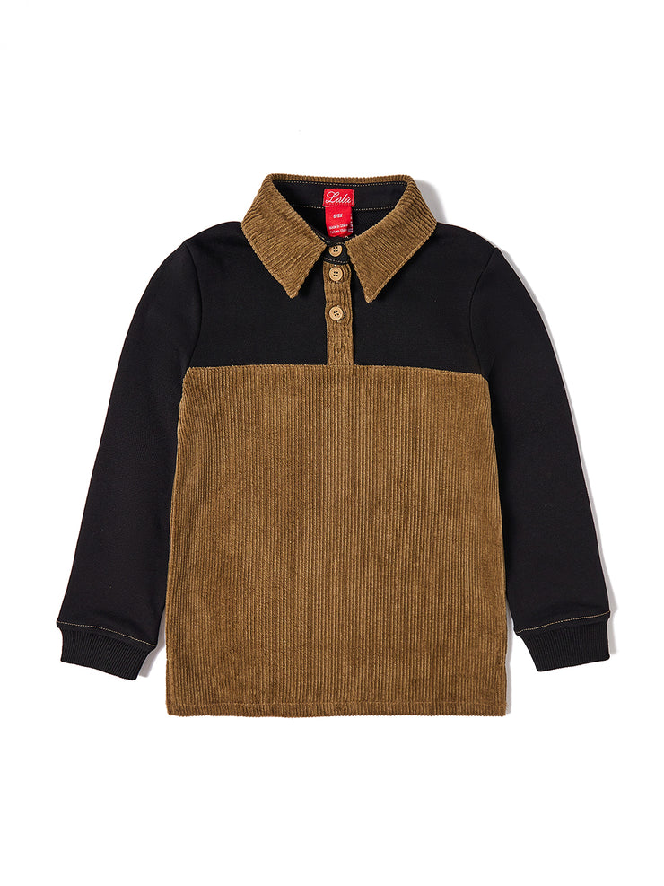 Contrast Bottom Polo - Black/Cement