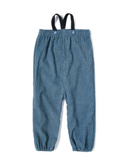 Baby Square Printed Corduroy Overall  - Blue