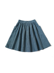 Corduroy Square Printed Skirt - Blue