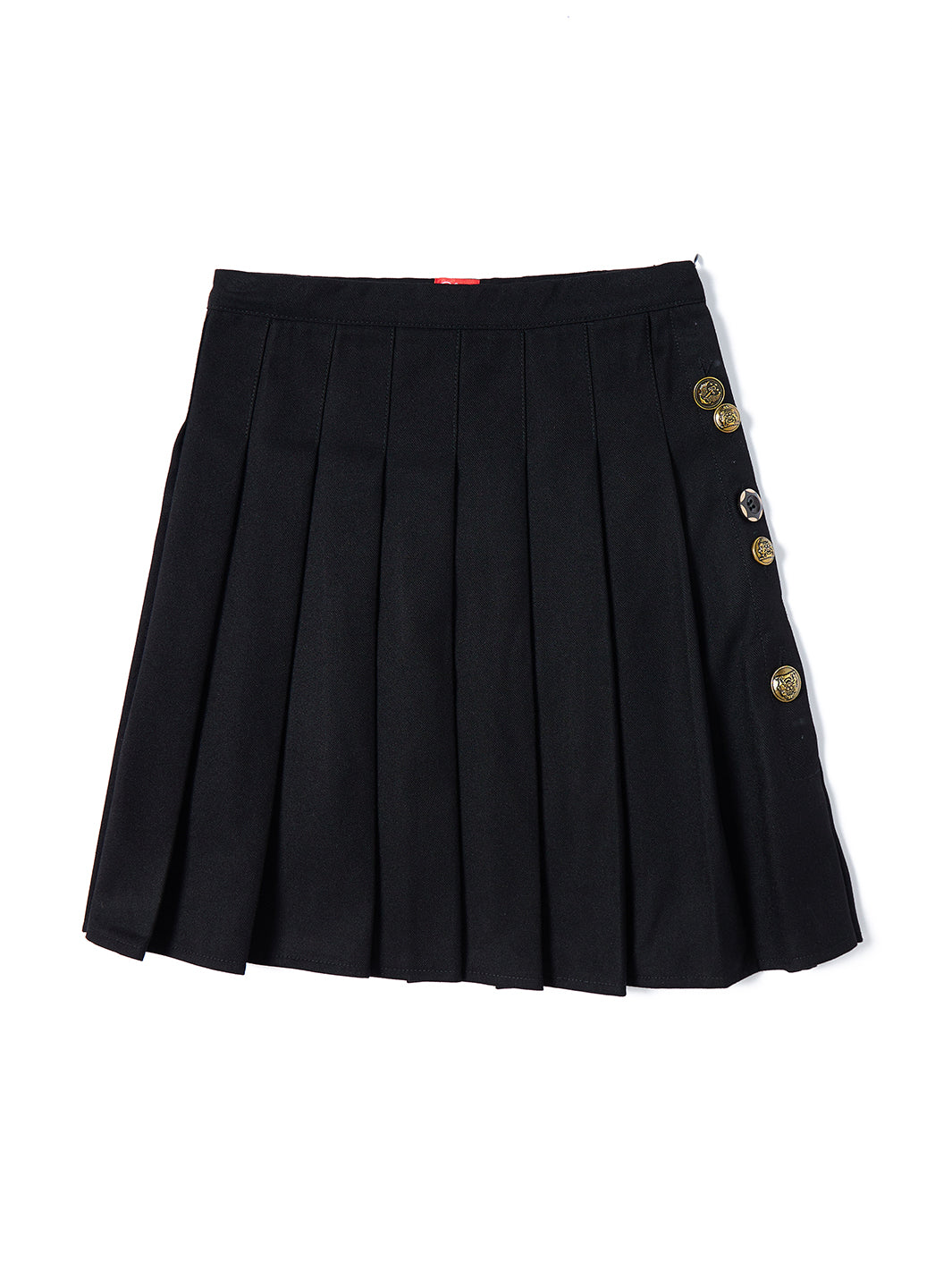 Pleated Side Buttons Skirt