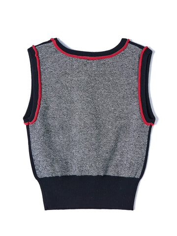 Contrast Piping Vest - Black/Red