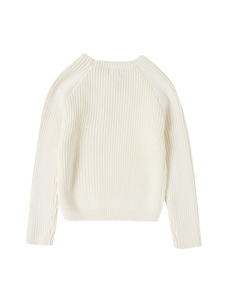 Side Buttons Sweater - Almond White