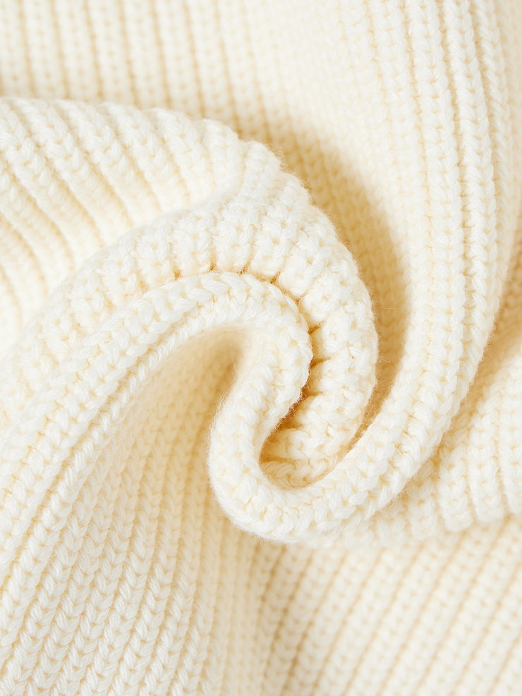 Side Buttons Sweater - Almond White