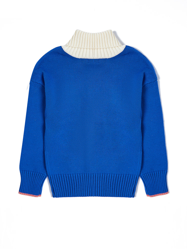 Big Pocket Turtleneck Sweater - Royal Blue