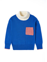 Big Pocket Turtleneck Sweater - Royal Blue