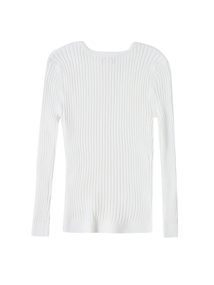Basic Ribbed Sweater - Off White