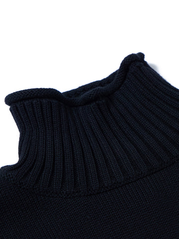 Curled Mock Neck Sweater - Black