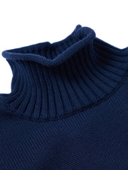 Curled Mock Neck Sweater - Dk. Navy