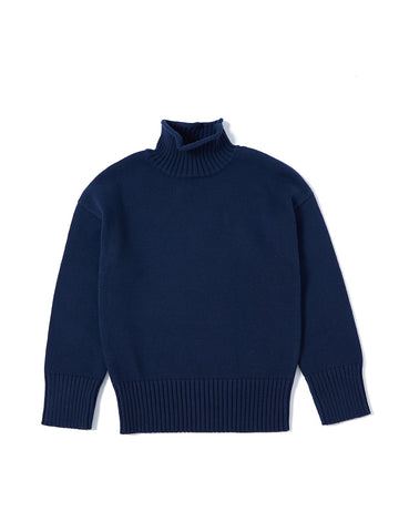 Curled Mock Neck Sweater - Dk. Navy