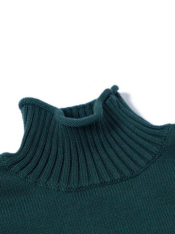 Jersey rizado con cuello alto - Verde Bosque