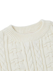 Oversized cable design Vest - Almond White