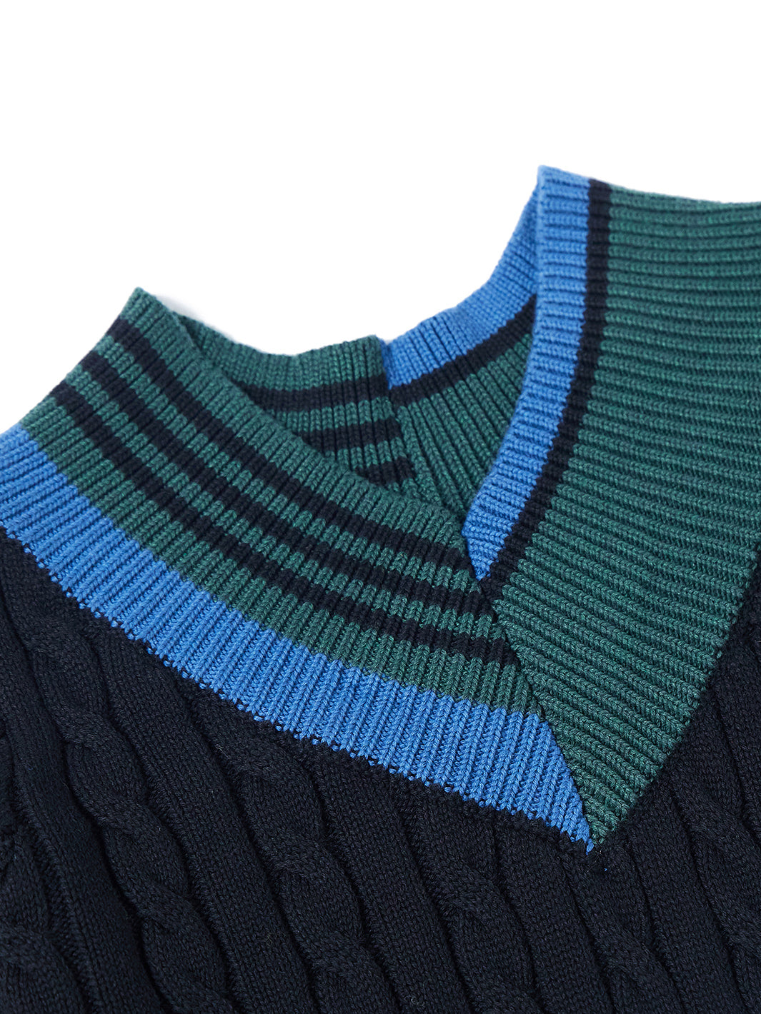 Striped neck cable design Sweater