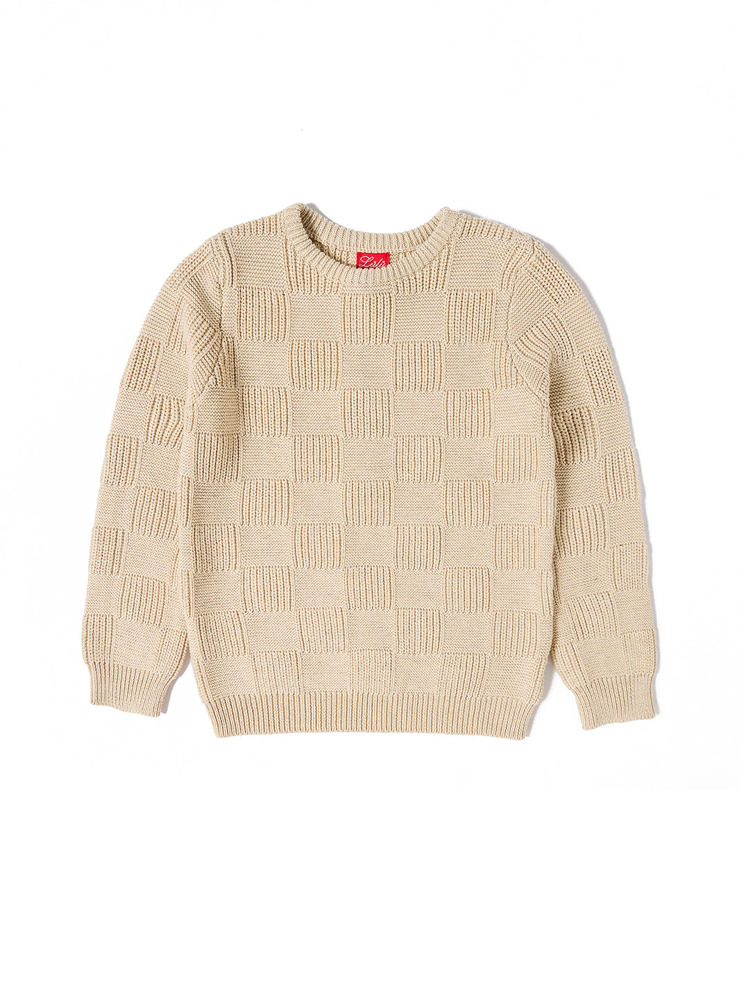 Square Knit Sweater - Lt. Cream Mix