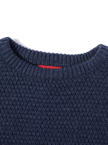 Classic Bubble Knitted Sweater - Blue Grey Mix