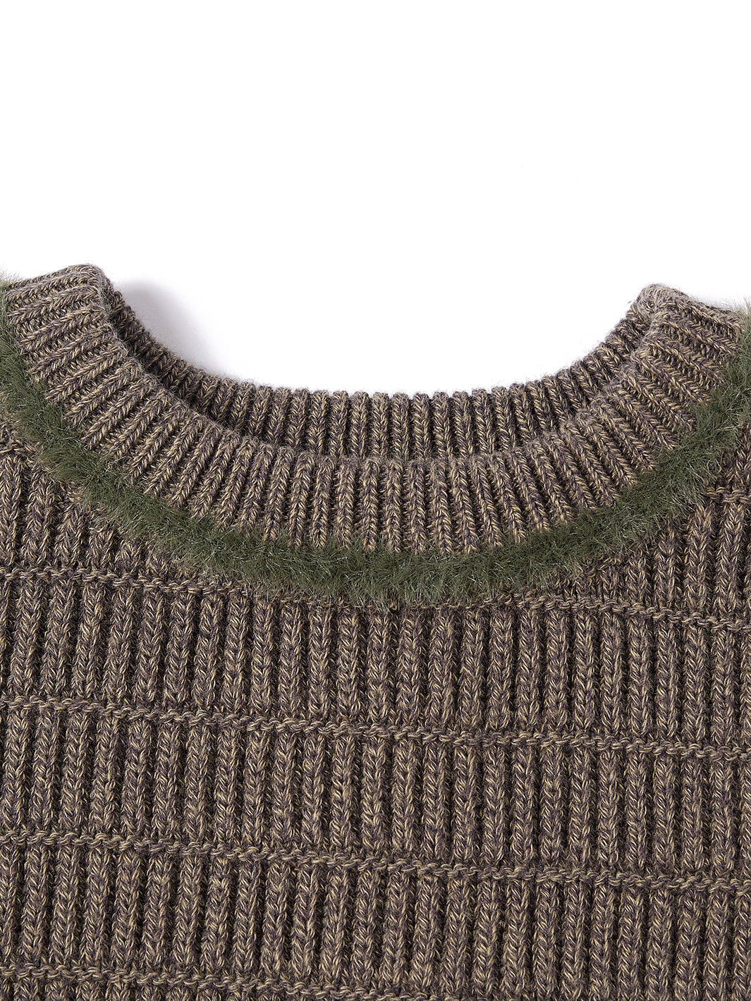 Fur Trim Neck Sweater - Olive