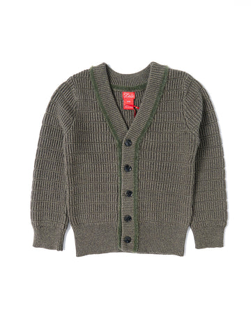 Fur Trim Cardigan - Olive