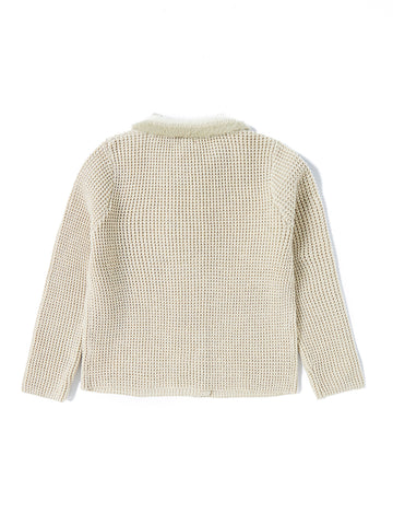 Double Breasted Blazer Style Sweater - Lt. Cream Mix