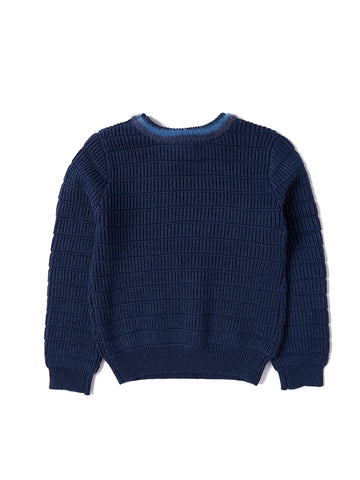Fur Trim Neck Sweater - Navy
