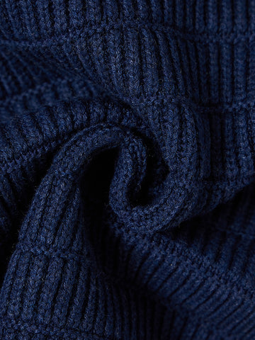 Fur Trim Neck Sweater - Navy