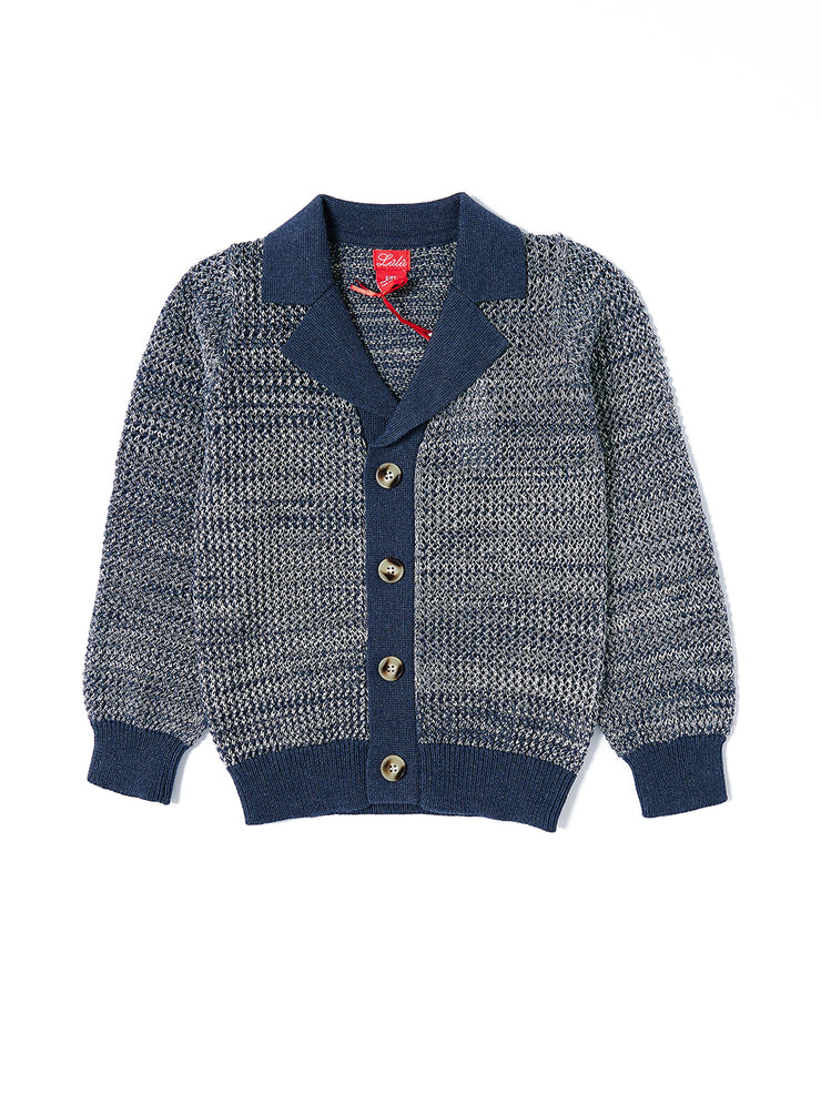 Crochet Blazer Style Sweater - Blue Mix