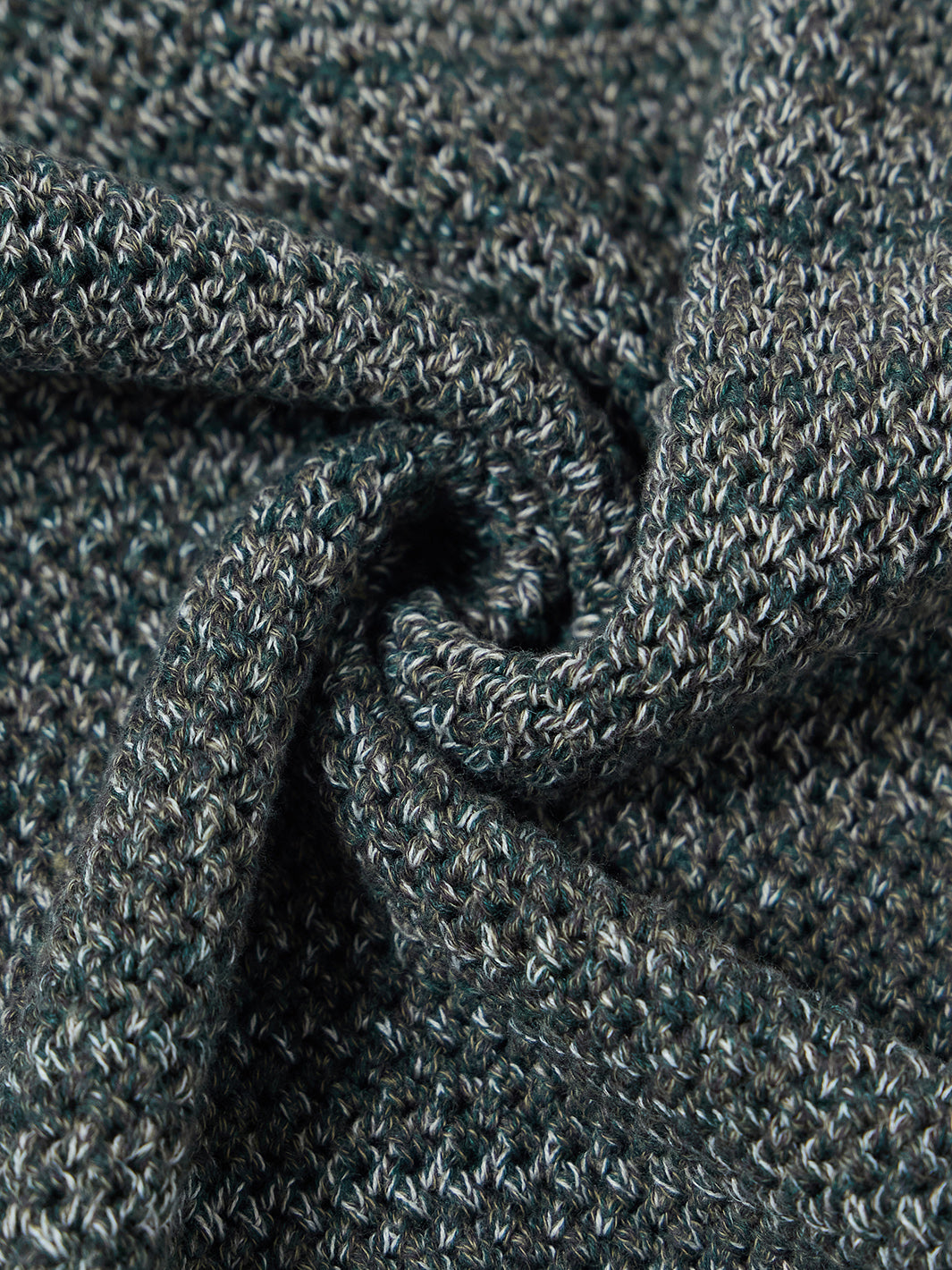 Crochet Shoulder Buttons Sweater - Green Mix