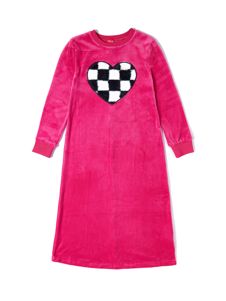 Fur Checked Heart Nightgown