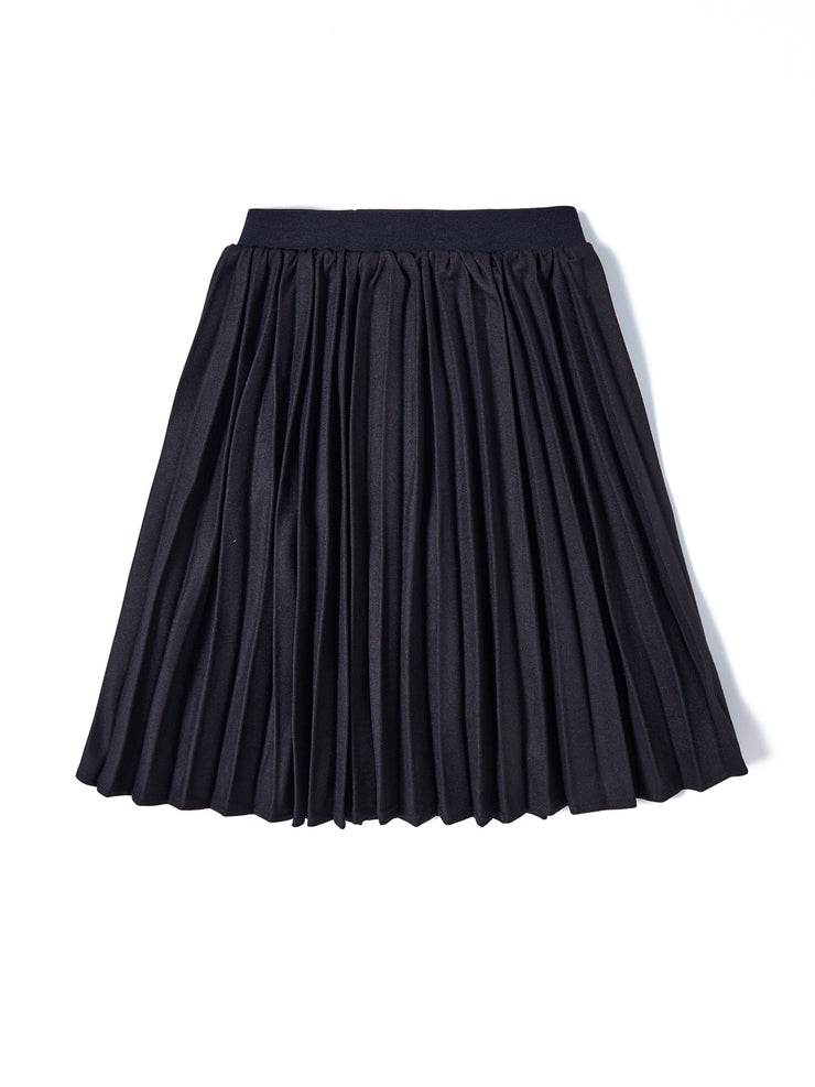 Brushed Accordion Pleated Skirt - Black