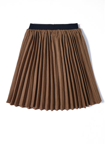 Brushed Accordion Pleated Skirt - Camel