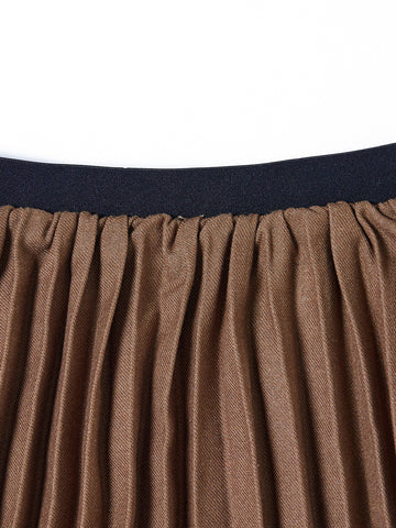 Accordion Pleated Skirt - Camel