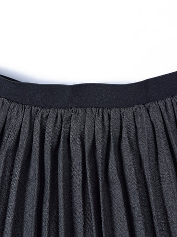 Brushed Accordion Pleated Skirt - Charcoal