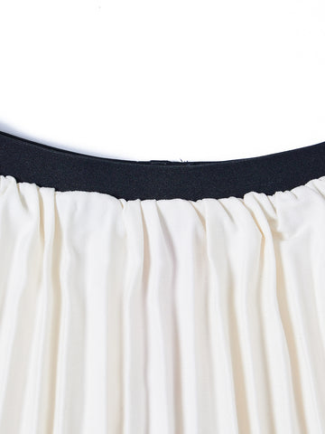 Brushed Accordion Pleated Skirt - Off White