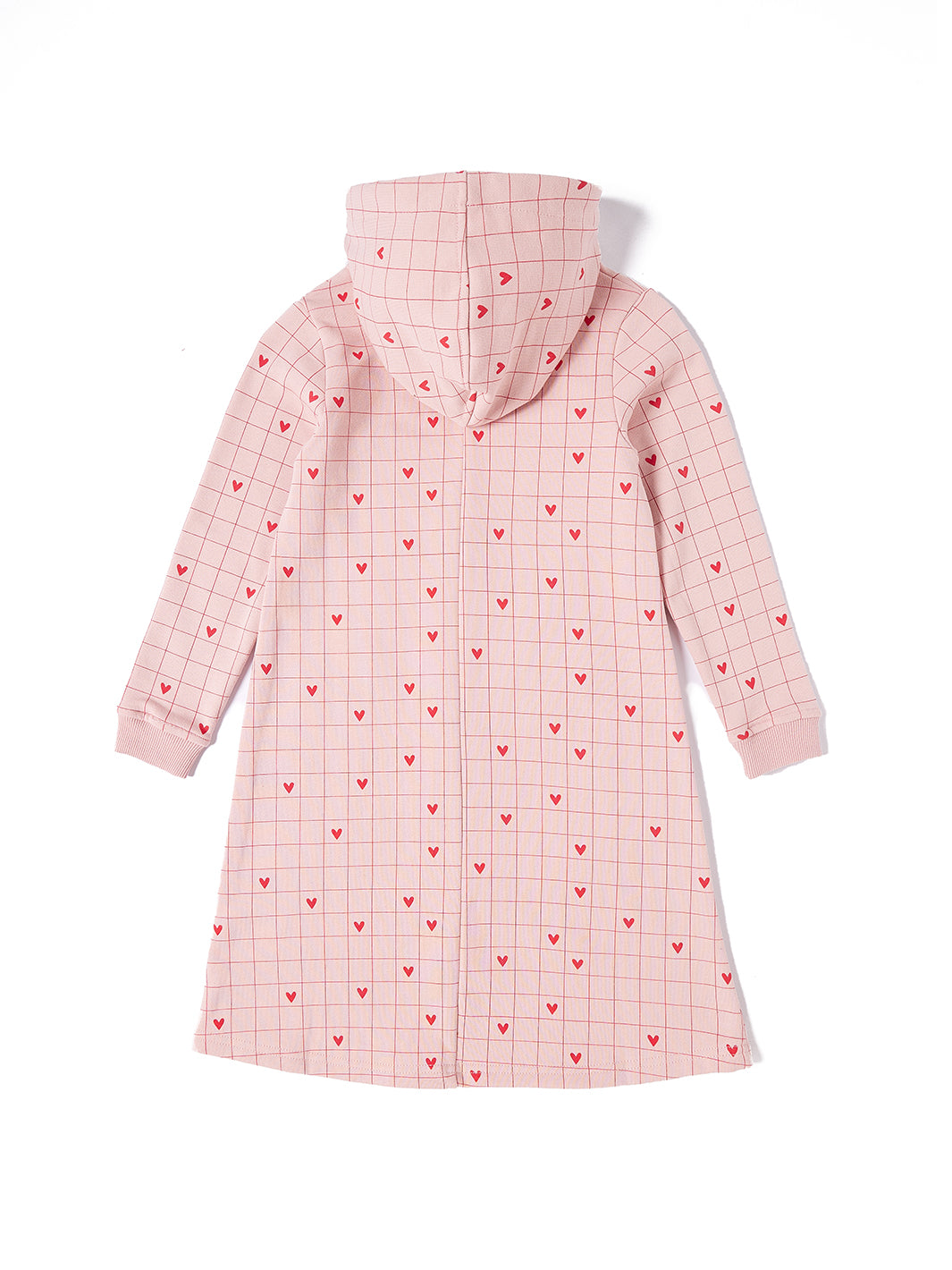 Grid Heart Print Dress - Pink