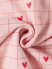 Grid Heart Print Dress - Pink