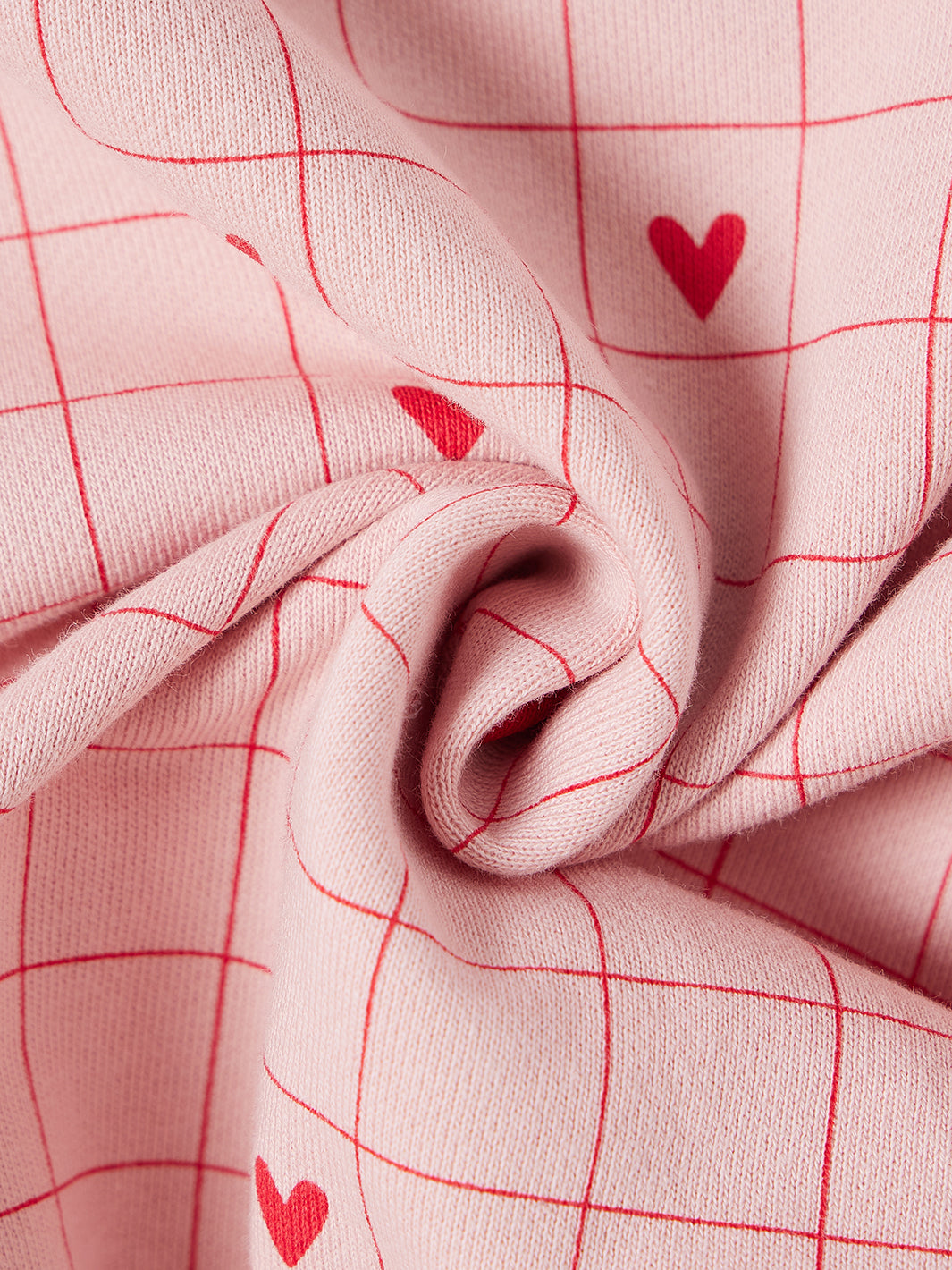 Grid Heart Print Top - Pink