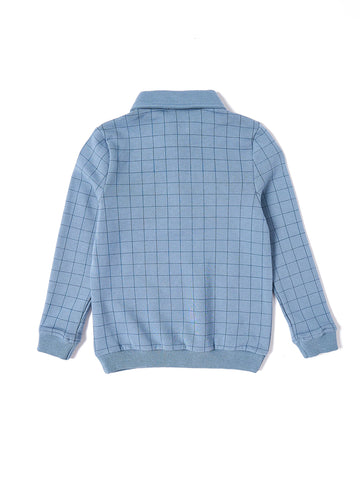 Grid Print Polo - Light Blue