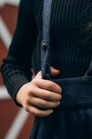 Falda con tirantes circulares - Mezcla azul