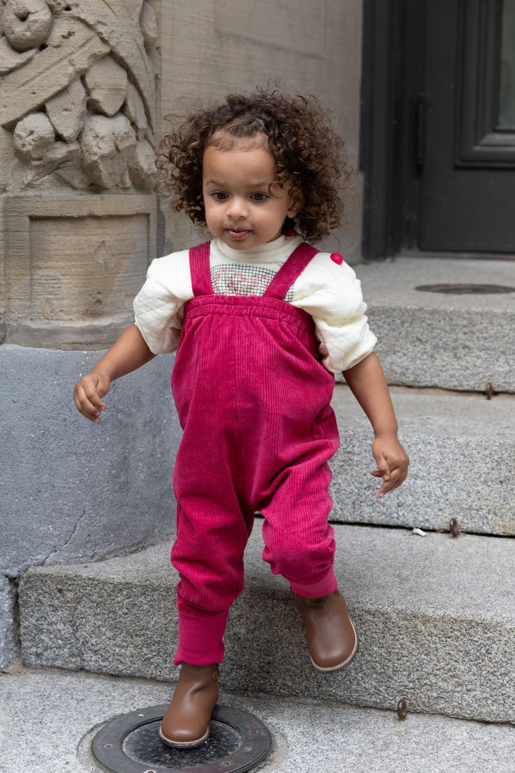 Baby Rib Cuff Overall - Hot Pink