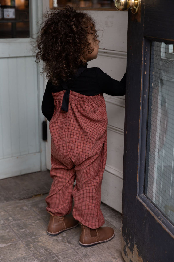 Baby Square Printed Corduroy Overall  - Mauve