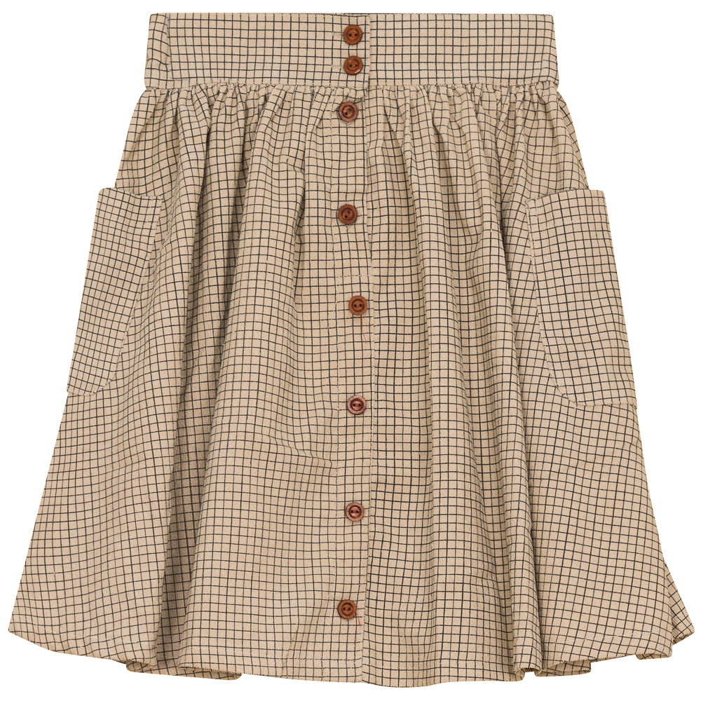 Corduroy Square Printed Skirt - Off White