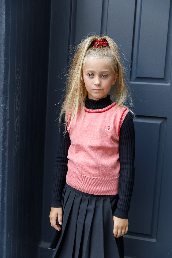 Contrast Piping Vest - Salmon Mix